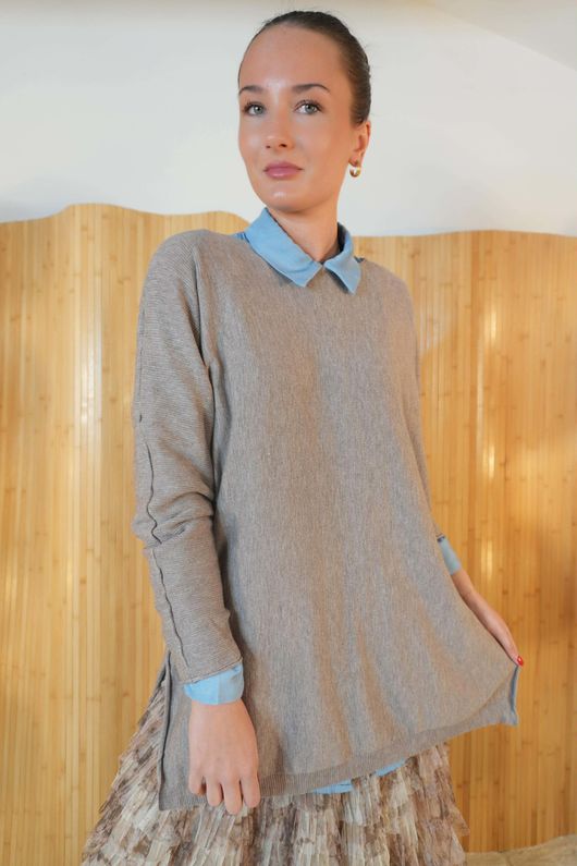 Winnie Ribby Stretch Longline Fine Knit Mocha /4 **